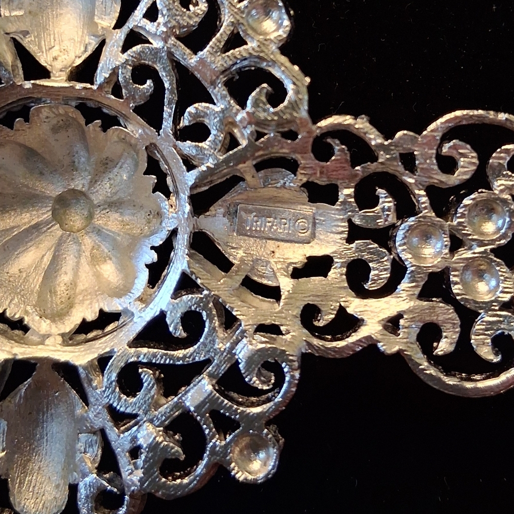 Trifari Vintage Silver Filigree Cross Necklace - Picture 4 of 6